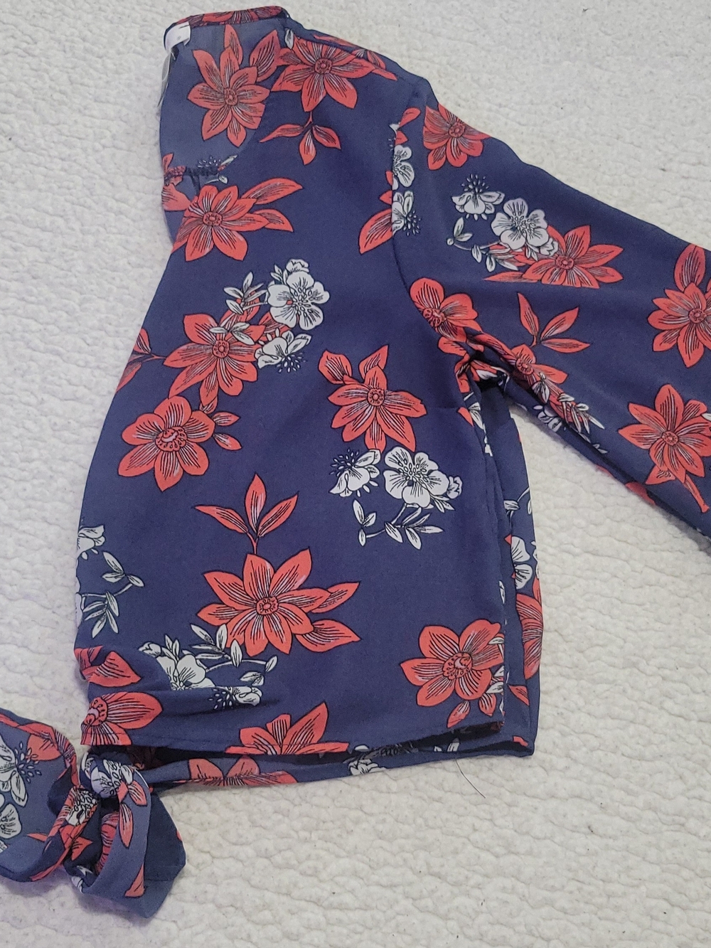 URBAN Romantics Navy Floral Sleep Top with Coral and White Flowers